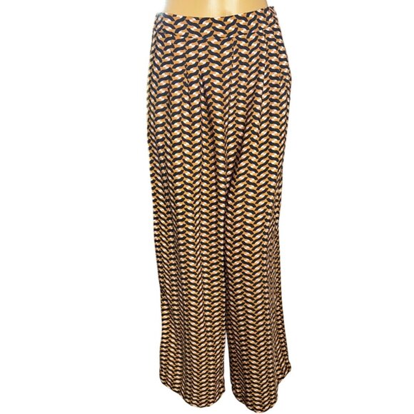 Who What Wear Womens Geo Print Wide Leg Pants Size 2 Lagenlook Boho - Picture 1 of 9